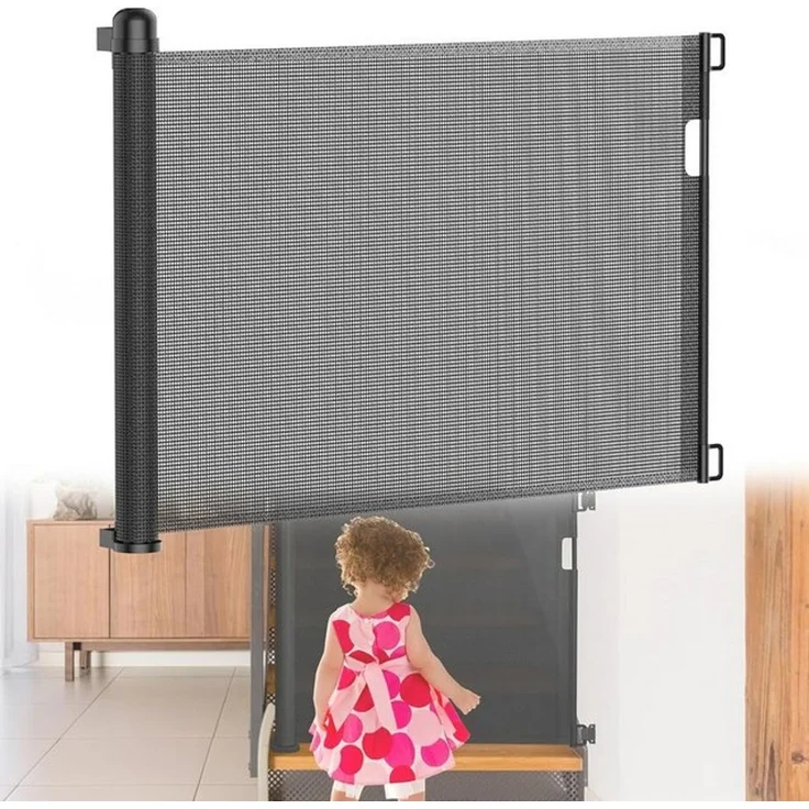 FIVMEN Treppenschutzgitter PVC Türschutzgitter Ausziehbar 0-300 cm, Weiß/Grau/Schwarz für Babys und Haustiere – Bild 4