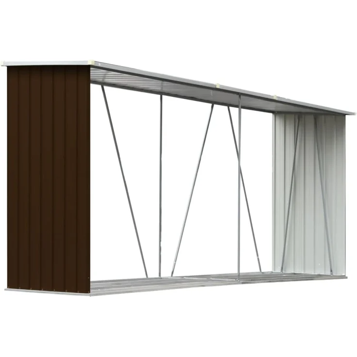 vidaXL Brennholzlager Verzinkter Stahl 330x84x152 cm Braun 47084 – Bild 2