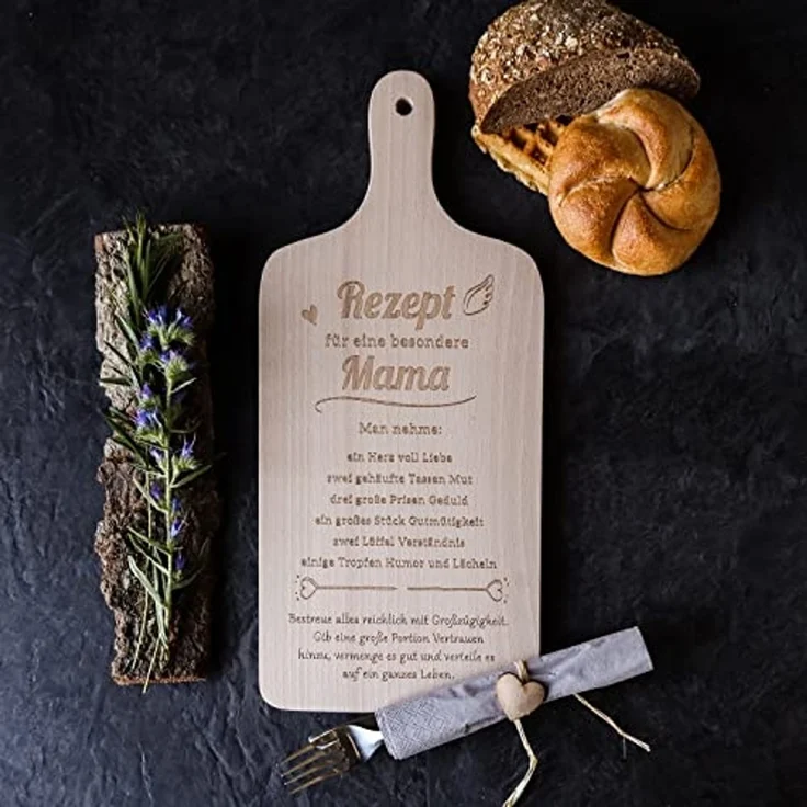 Spruchreif® Schneidebrett XL Schneidebrett mit Griff und Öse ·Rezept Oma/Mama · Geburtstag, (1-St) – Bild 7