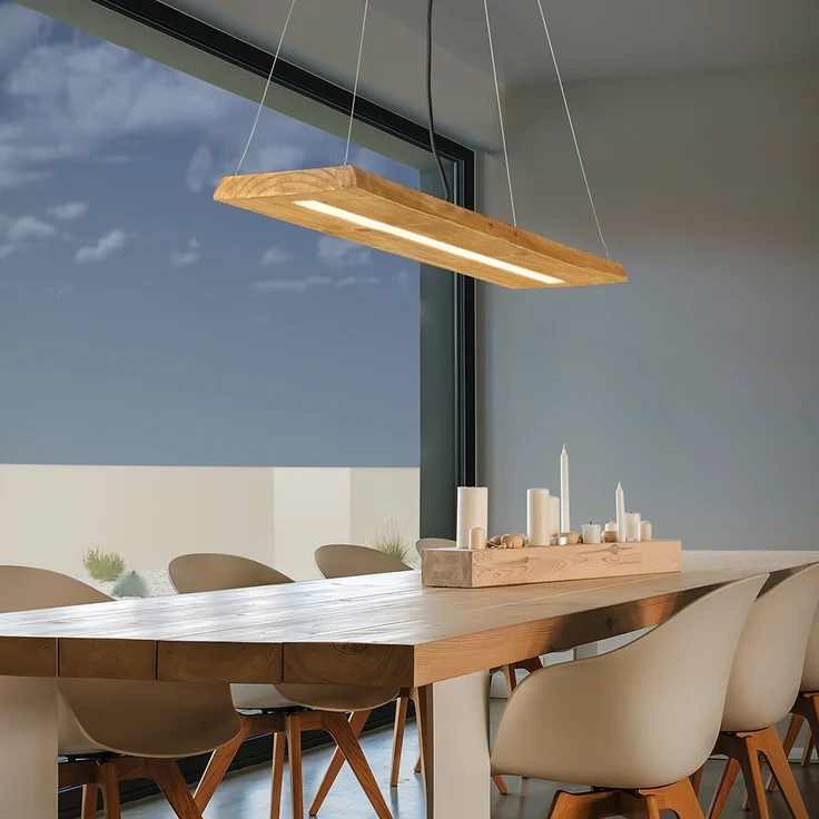 LED Hängeleuchte, Balken natur, Switch Dimmer, L 100 cm – Bild 3