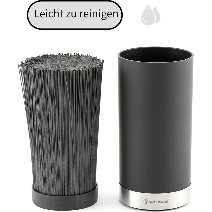 Hanseküche Messerblock Universalmesserblock ohne Messer (1tlg), mit Borsteneinsatz und Edelstahlring - aus recyceltem Plastik – Bild 2