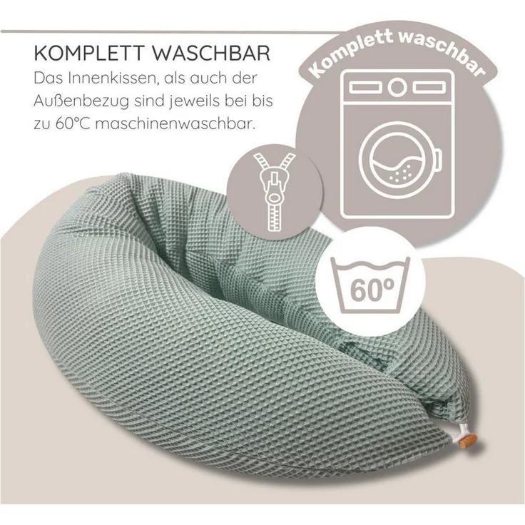 HOBEA-Germany Stillkissen XXL Lagerungskissen Schwangerschaftskissen Seitenschläferkissen groß (Waldzauber grau) – Bild 3