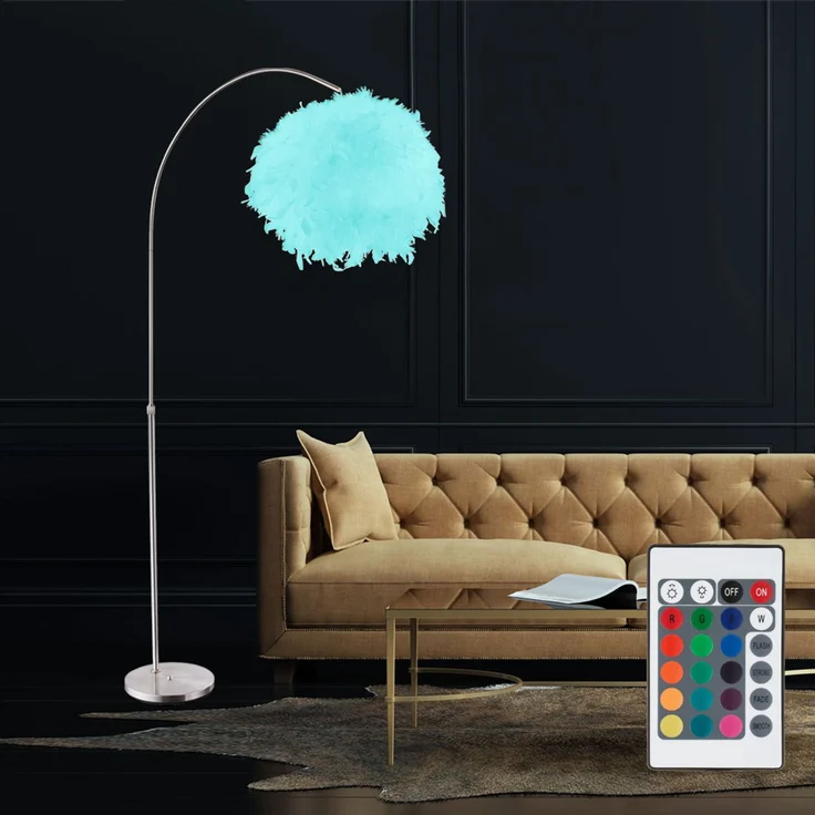 RGB LED Standlampe mit Feder-Lampenschirm und Farbwechsler – Bild 5