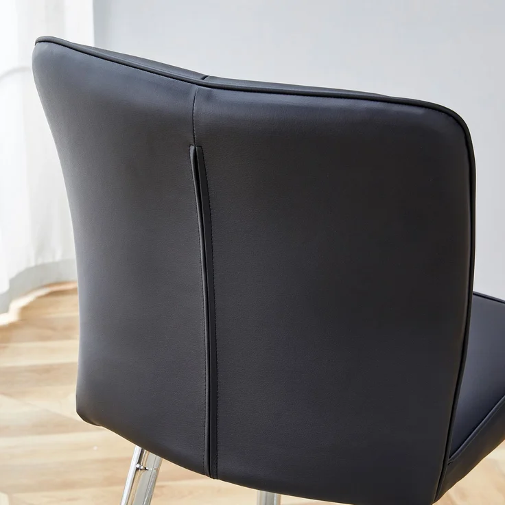 101 cm hoher Barstuhl aus schwarzem PU-Material, zweiteiliges Set: ergonomische Rückenlehne, bequem und stilvoll--Schwarz+Silber--101x44x44cm--YOUDENOVA – Bild 7