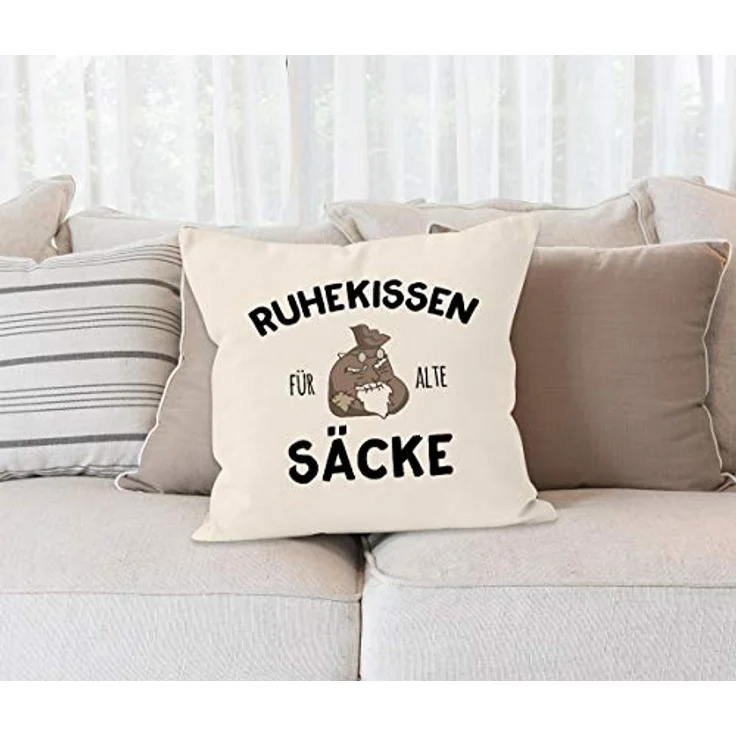 MoonWorks Dekokissen Kissen-Bezug Ruhekissen für alte Säcke Geschenk lustig Kissen-Hülle Deko-Kissen Baumwolle MoonWorks® – Bild 4