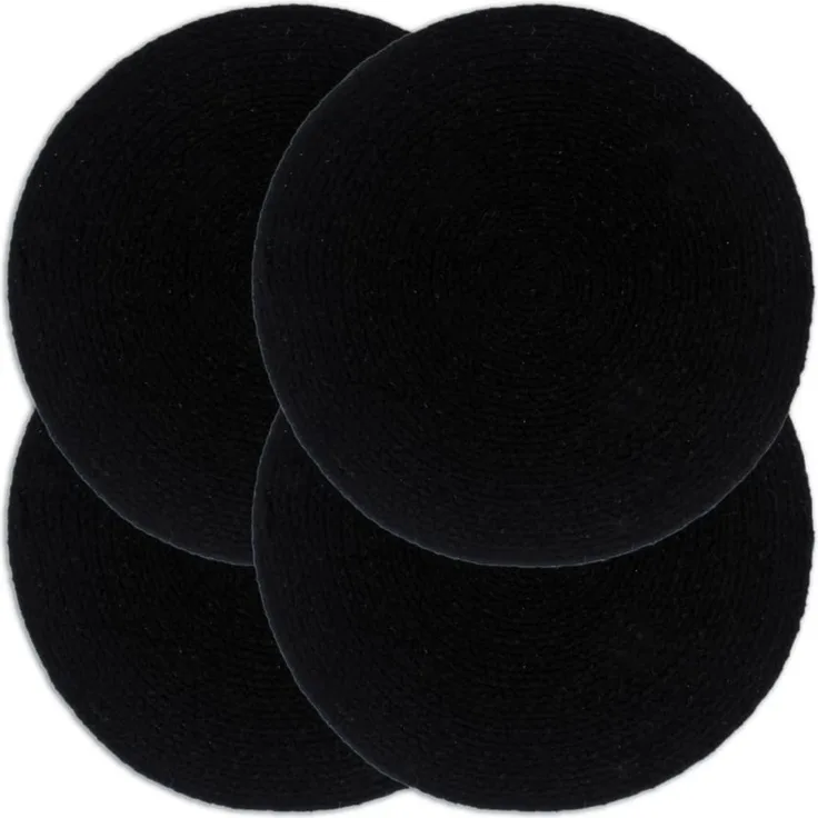 vidaXL Tischsets 4 Stk. Schwarz 38 cm Rund Baumwolle 133844