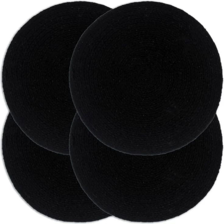 vidaXL Tischsets 4 Stk. Schwarz 38 cm Rund Baumwolle 133844 – Bild 1