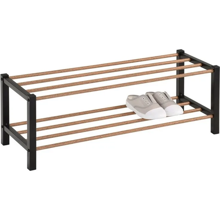 IDIMEX Schuhregal WATERFORD, Schuhregal Schuhablage Aufbewahrung 2 Ablegen schwarz Metall und Holzd