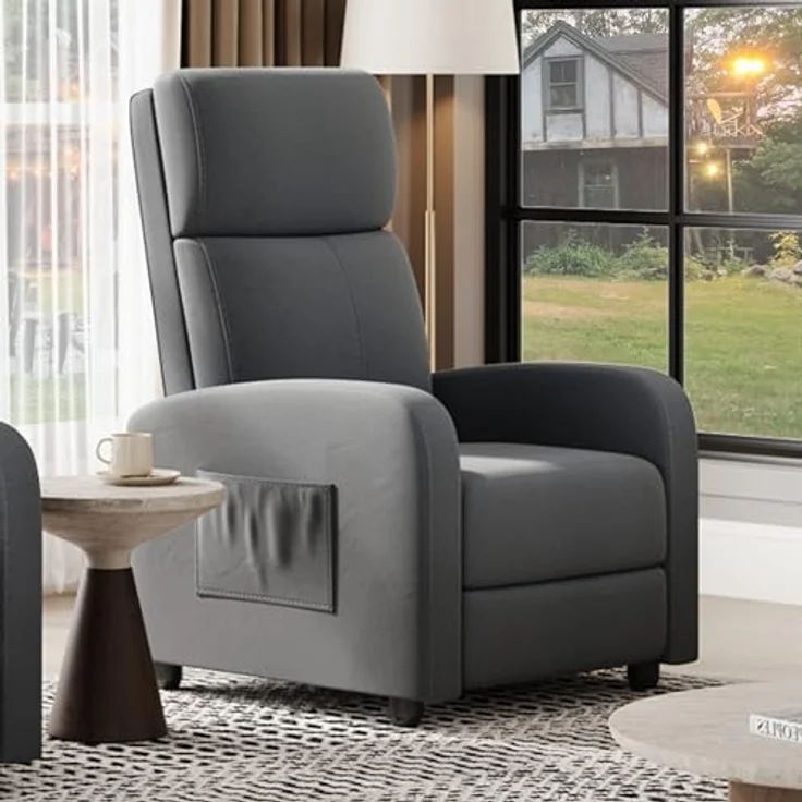 GarveeHome Relaxsessel Fernsehsessel Ruhesessel Liegesessel mit Liege-Funktion Polstersessel Leinen verstellbar Einzelliegesessel Wohnzimmer Schlafzimmer Heimkino (Grau2) – Bild 8