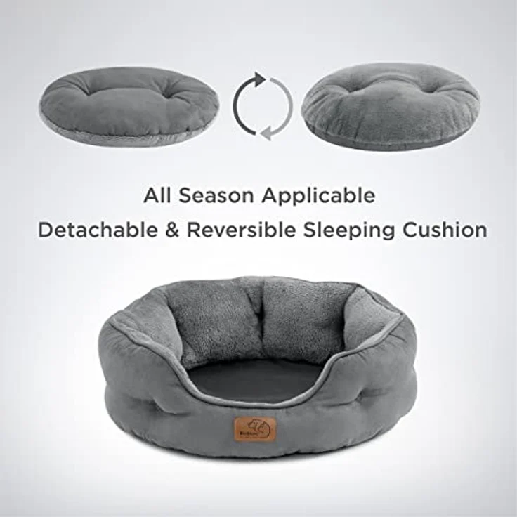BEDSURE Katzenbett waschbar Katzen Bettchen - 51 x 48 x 15 cm Katzen Bett grau mit zweiseitig Innenkissen Katzenschlafplatz für Katzen oder kleine Hunde – Bild 5