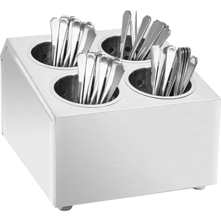 vidaXL Besteckbehälter 4 Fächer Quadratisch Edelstahl 51229