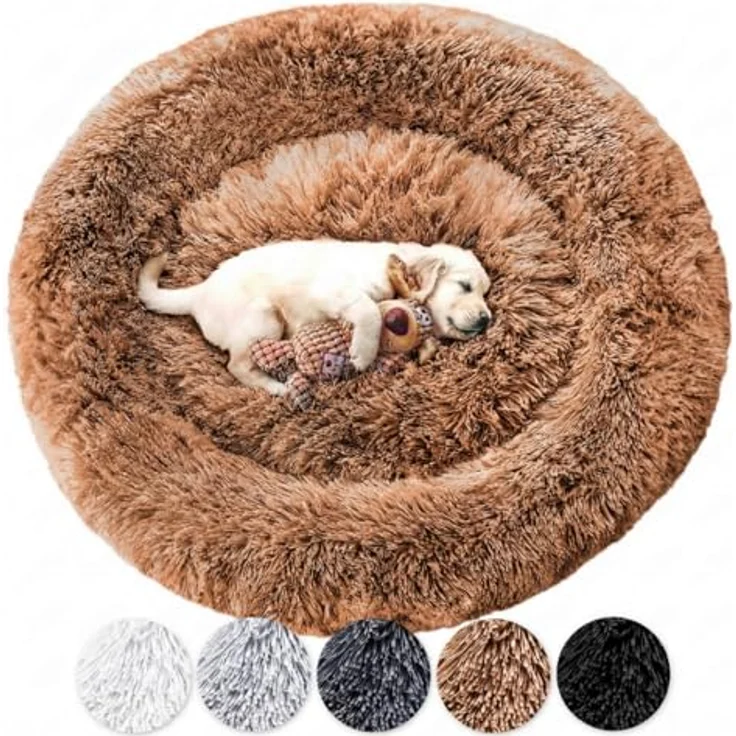 Wahre Tierliebe Hundebett Donut - Das Original - waschbar [XL 120cm, braun] Hundekissen, Hundekorb, Flauschiges Hundebett für große, mittelgroße & kleine Hunde - Dog Bed – Bild 2