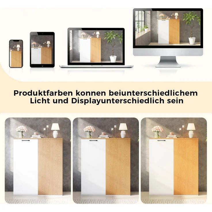 Büromöbel-Set aus MDF mit Schreibtisch und Aktenschrank, Klappfach, Tischfläche 140x50 cm, Weiß/Eiche – Bild 10