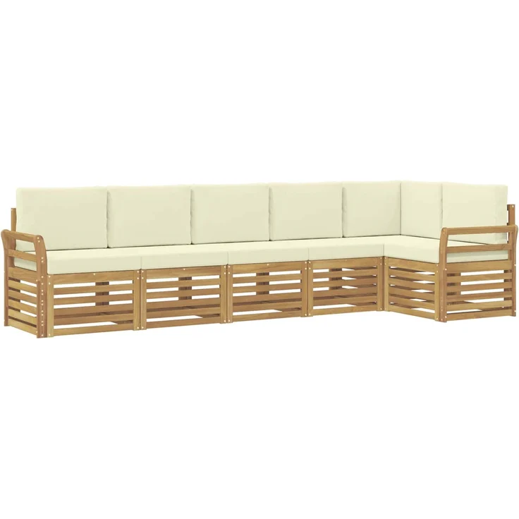 vidaXL Outdoor-Sofagarnitur 6 stk. 6-Sitzer Weiß und Creme Polyester 3391915 – Bild 2