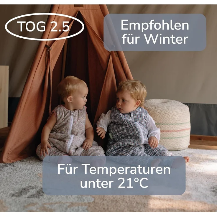molis&co - Baby schlafsack mit Füßen - Ideal für den Winter - Babyschlafsack mit Beinen 2,5 tog - 100% Baumwolle (Oeko-TEX 100), Premium Qualität - Merlot Check (70 cm) – Bild 4