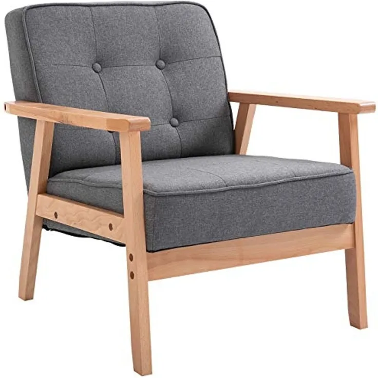 HOMCOM Sessel Polsterstuhl mit Armlehnen