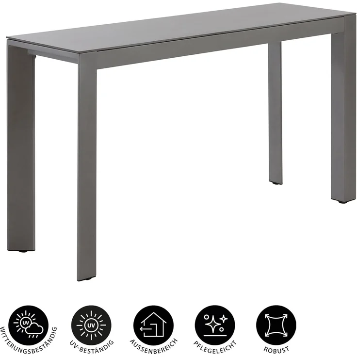 Dehner Gartentisch Chicago, 133.5 x 75 x 42 cm, Aluminium / Stein, schmaler Balkontisch mit bis zu 6 Sitzplätzen – Bild 4