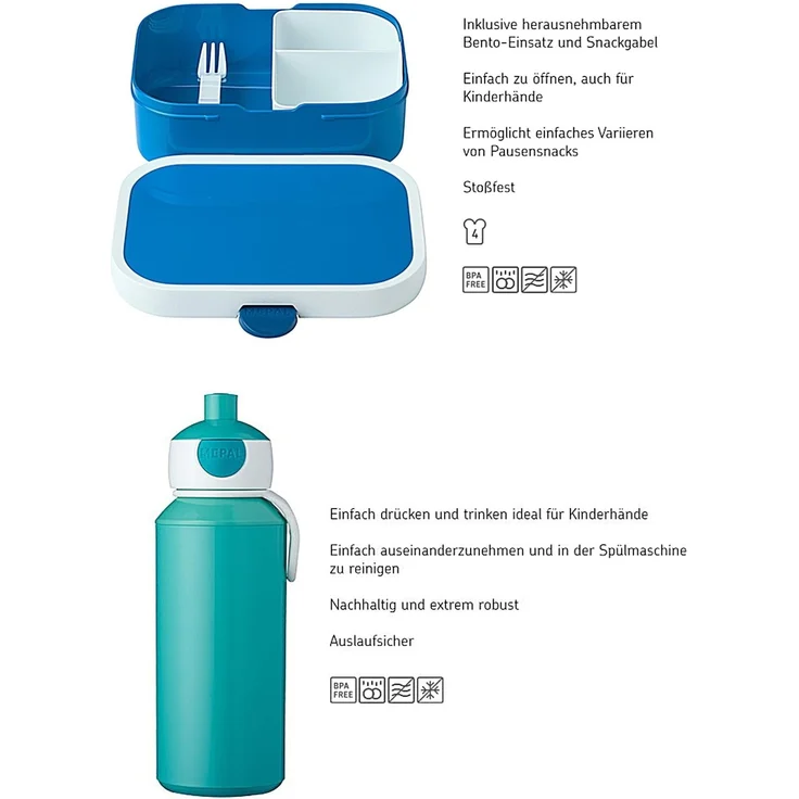Mepal 'Campus' Lunch-Set mit Pop-up Trinkflasche & Lunch Box, Kunststoff Frozen Sisters Forever 1, 400 ml / 750 ml – Bild 2