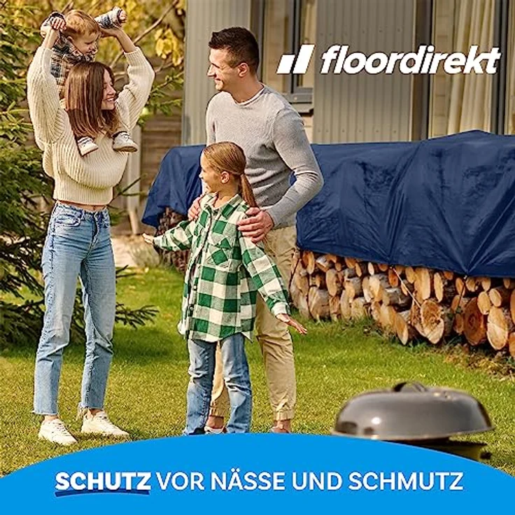 Floordirekt Abdeckplane | Gewebeplane | Schutzplane | Bootsplane | Zeltunterlage für Camping & Outdoor Garten wasserdichte Planemit Ösen Viele Größen & Farben 3x5 m, 15m² 240 g/m², Blau – Bild 8