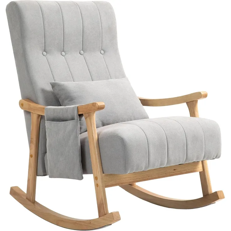 HOMCOM Schaukelstuhl (Relaxsessel, 1 St), für Wohnzimmer, Schlafzimmer, Grau