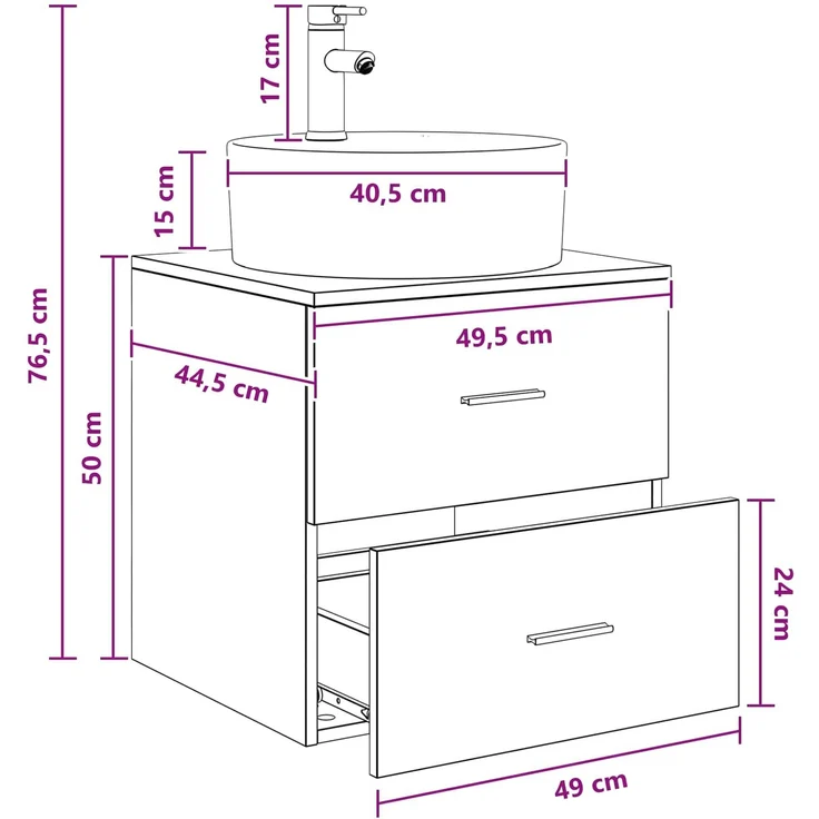 vidaXL Wandmontierter Waschbeckenunterschrank Artisan-Eiche 890301 – Bild 9