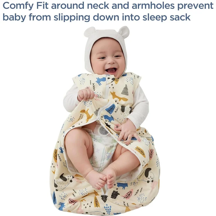 Duomiaomiao Baby-Schlafsack, 1,5 Tog, 100 % Baumwolle, für vier Jahreszeiten, tragbar, atmungsaktiv, bequem – Bild 4