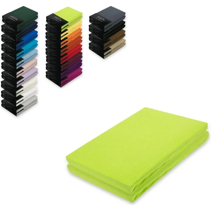 Doppelpack Jersey Spannbettlaken 200 x 220 cm Apfelgrün – Bild 1