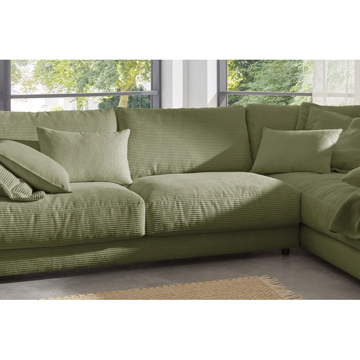 KAWOLA Sofa MADELINE Ecksofa Cord olivgrün Recamiere rechts 86 x 224 x 325 cm – Bild 5