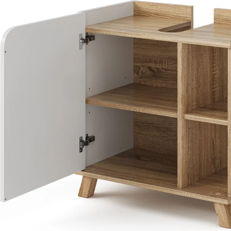 Vicco Waschtischunterschrank Karen, Holz, Sonoma Weiß, 60 x 65 x 35 cm – Bild 6