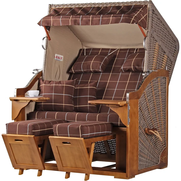 Strandkorb Komplettset - bene living - Schleswig Pinie - PE mokka - Modell 556 – Bild 1