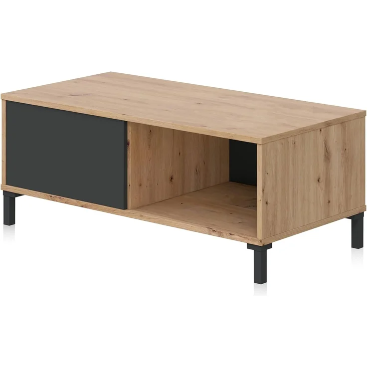 Habitdesign Couchtisch, Melamin Holz, Eiche Nodi und Anthrazit, Pequeña – Bild 7