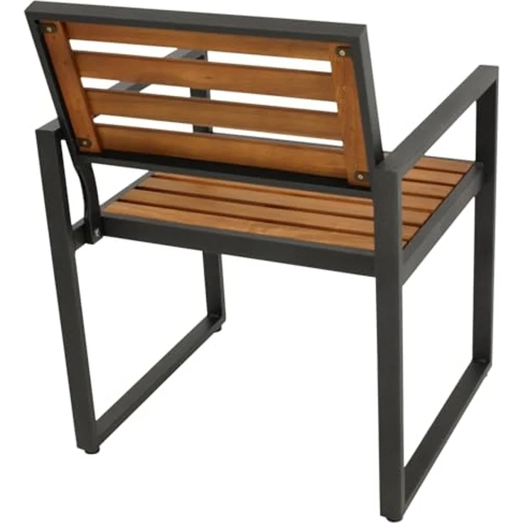 DEGAMO RAGUSA Gartensessel mit Armlehnen, Metall+ Akazie, anthrazit/braun, 64,5cm 2-er Set – Bild 6