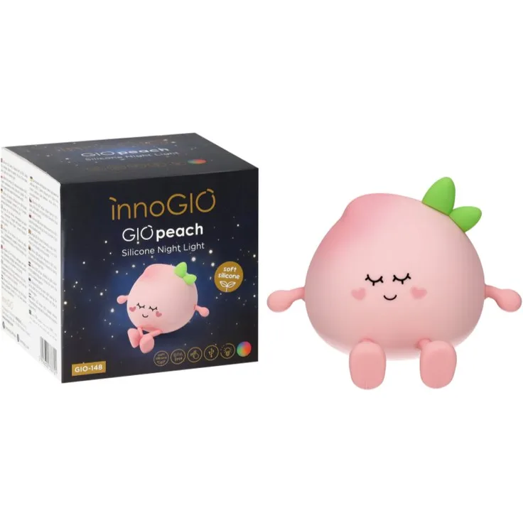 innoGIO GIOpeach dimmbare LED-Kinderlampe, silikon, tragbar, mit Fernbedienung, sanftes Nachtlicht im Tierdesign