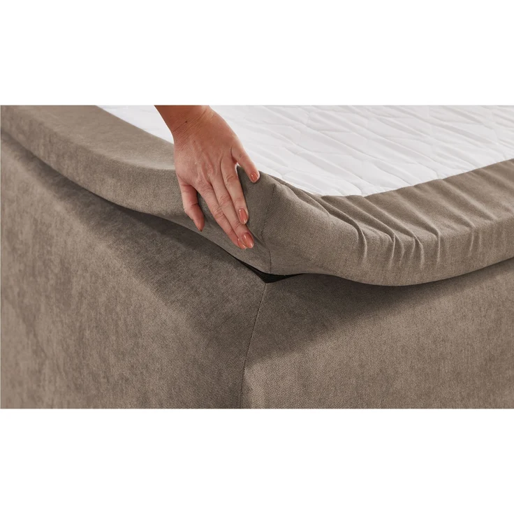 Boxspringbett Josh / Jeff 120 , Stoff , Beige, Braun, Grau , 120 x 110 x 211 cm – Bild 3