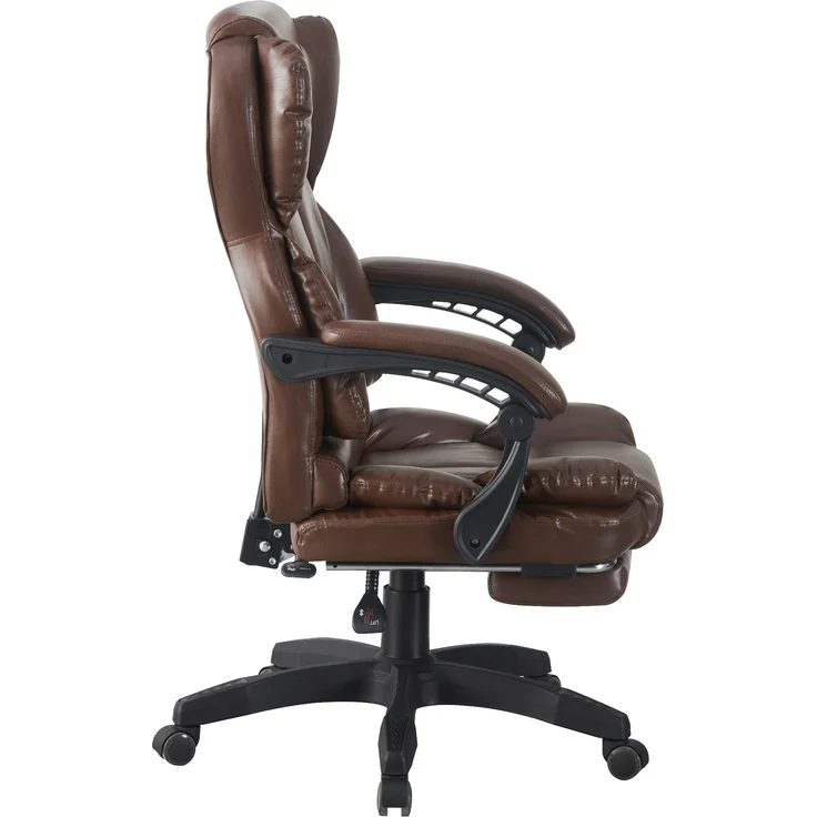 Schreibtischstuhl Bürostuhl Gamingstuhl Racing Chair Chefsessel mit Fußstütze Dunkelbraun – Bild 4