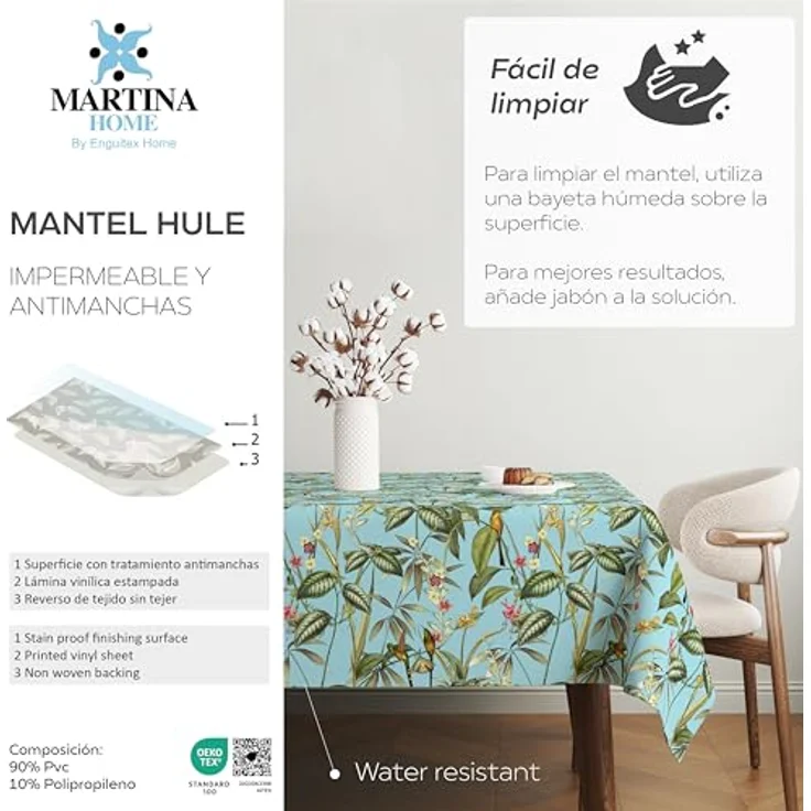 Tischdecke, Wachstuch, Amazonas, Blau, 100 x 140 cm – Bild 4