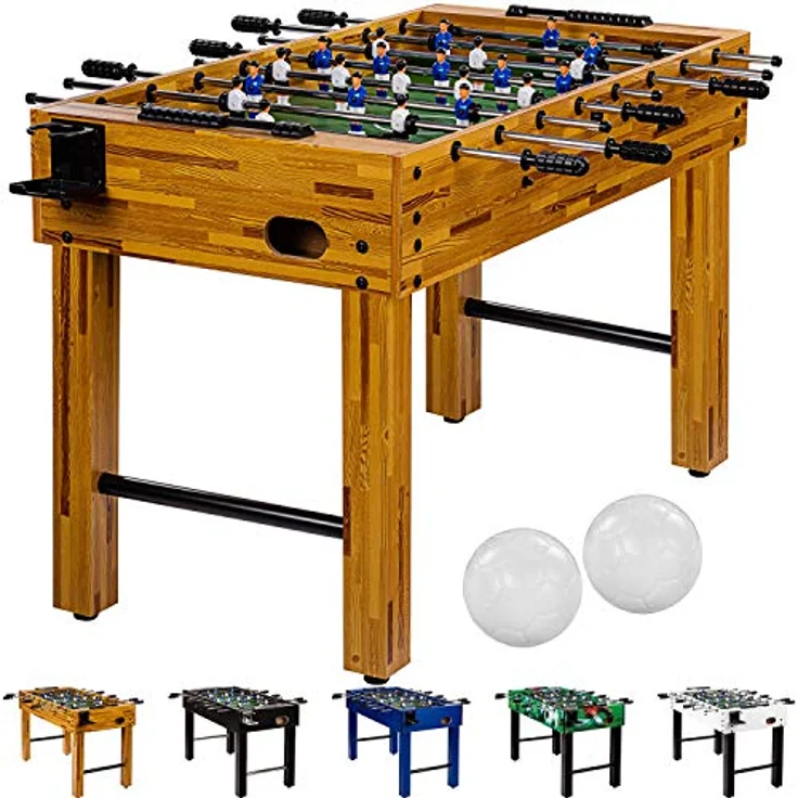 GAMES PLANET Kickertisch Games Planet Tischfussball „Glasgow“, Tischkicker, 5 Dekore: Holz/Schwarz/Blau/Soccer/Weiß, inkl. 2 Bälle, Kickertisch – Bild 3
