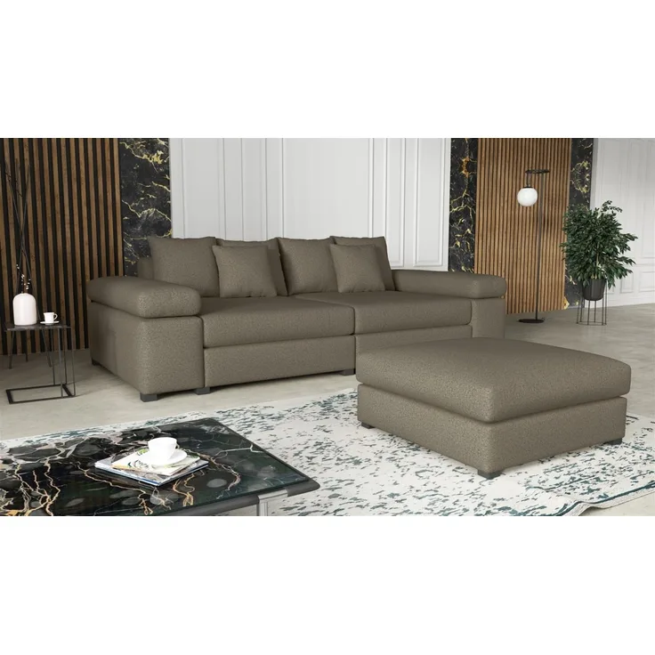 Big Sofa Megasofa Riesensofa AREZZO inkl. Hocker Stoff Now or Never Milchkaffee