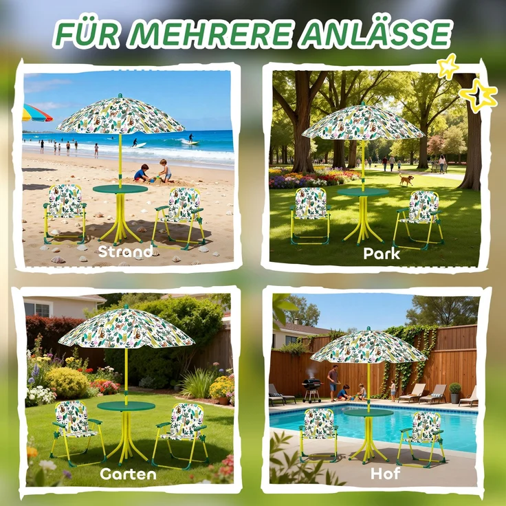 AIYAPLAY Garten-Kindersitzgruppe, Stahl, Polyester, Grün, 49,5L x 49,5B x 50H cm – Bild 7