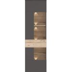 FORTE Como Vitrine mit LED Beleuchtung, Holzwerkstoff, Grau/Braun/Braun, 60,4 x 203,3 x 41,3 cm