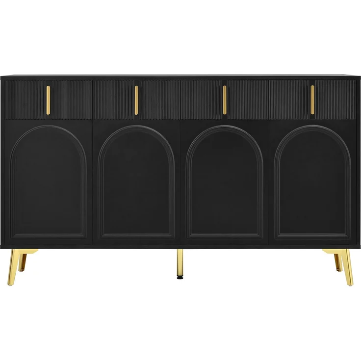 Sideboard 140 x 38 x 82 cm mit 4 Türen, 4 Schubladen und verstellbaren Einlegeböden – Bild 9