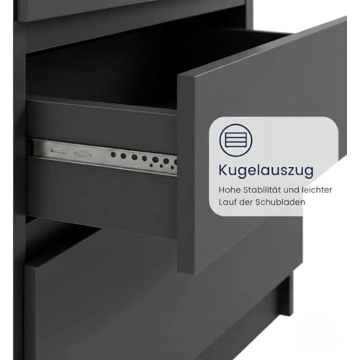 Home Collective Kommode mit 4 Schubladen Kommode schmal Holz Schrank (Highboard Anrichte Schlafzimmer Wohnzimmer Flur Büro Organizer), Kommode 76 cm breit Schrank mit Schubladen Sideboard Anthrazit – Bild 4