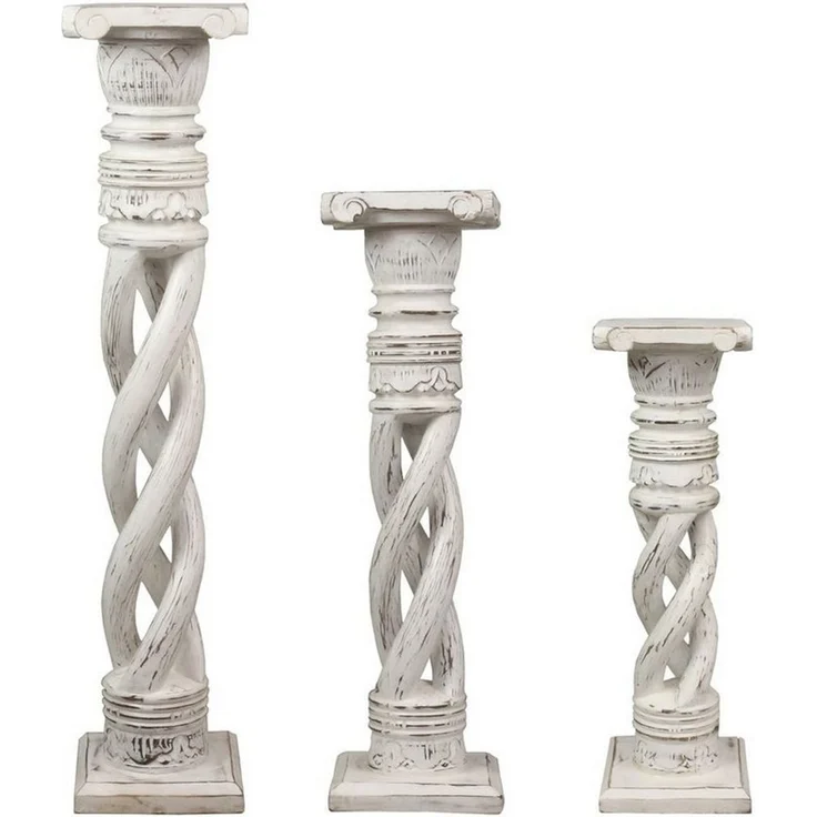 Oriental Galerie Blumenhocker Gedrehte Säule Antik Weiß 80 cm mittel (1 St) – Bild 1