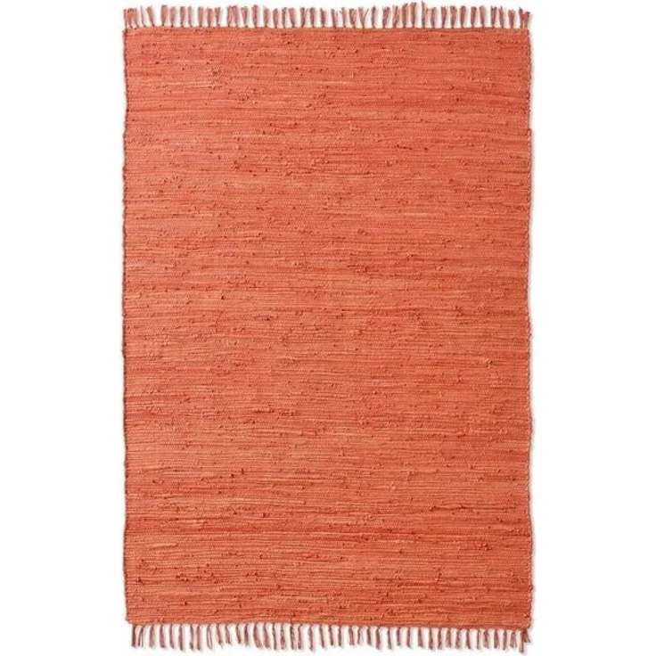 TaraCarpet Teppich Flickenteppich TaraCarpet Sylt mit Fransen, rechteckig, Höhe: 5 mm, Wohnzimmer Schlafzimmer Küchenteppich terracotta 060x120 – Bild 4