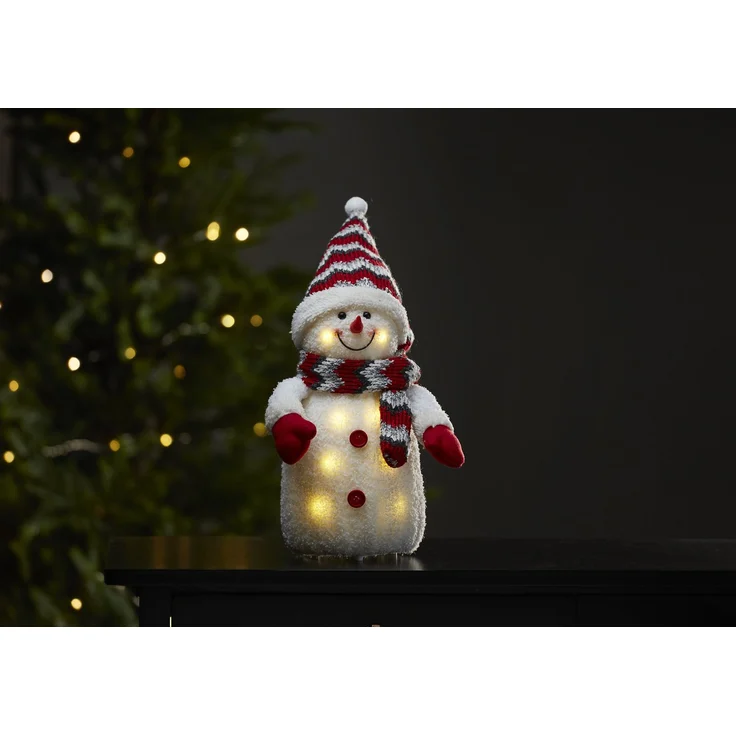 LED-Stoff-Figur "Joylight", Schneemann, rot 38cm