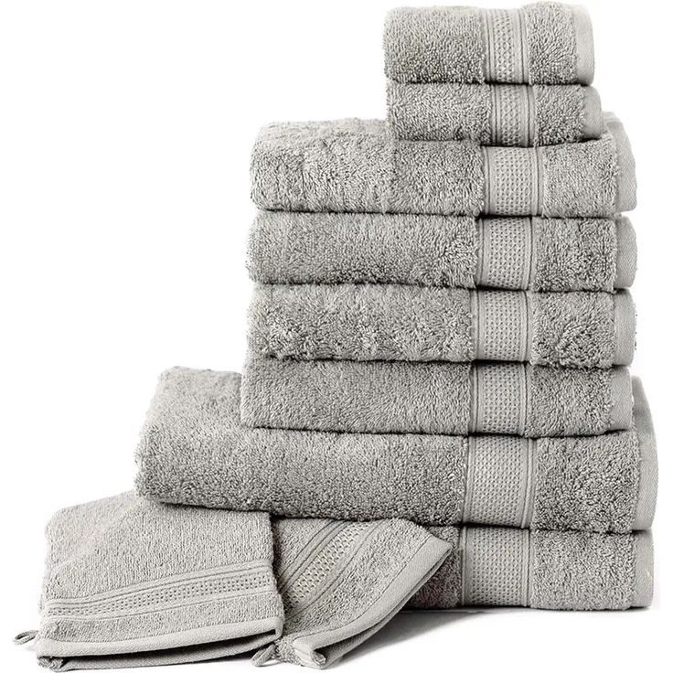 Komfortec Duschtücher Set aus %100 Baumwolle 470 g/m², Saugfähig, Schnelltrocknend, Frottee (10-St), 4x Handtuch, 2x Badetuch, 2x Gästehandtücher und 2x Waschlappen