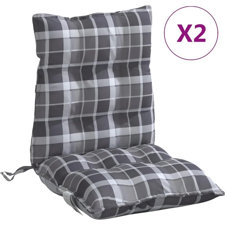 vidaXL Niedriglehner-Auflagen 2 Stk. Grau Karomuster Oxford-Gewebe 377713 – Bild 2