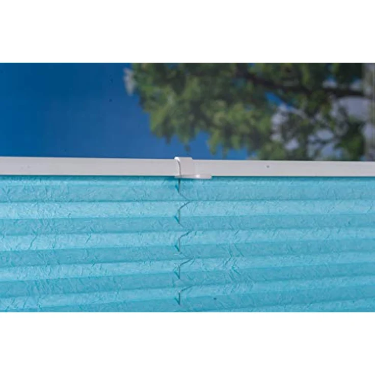 Khome Klemmfix-Plissee 40 x 210 cm Iceblau, Lichtschutz in moderner Crushed Optik, stufenlos verstellbar, einfache Montage ohne Bohren – Bild 5