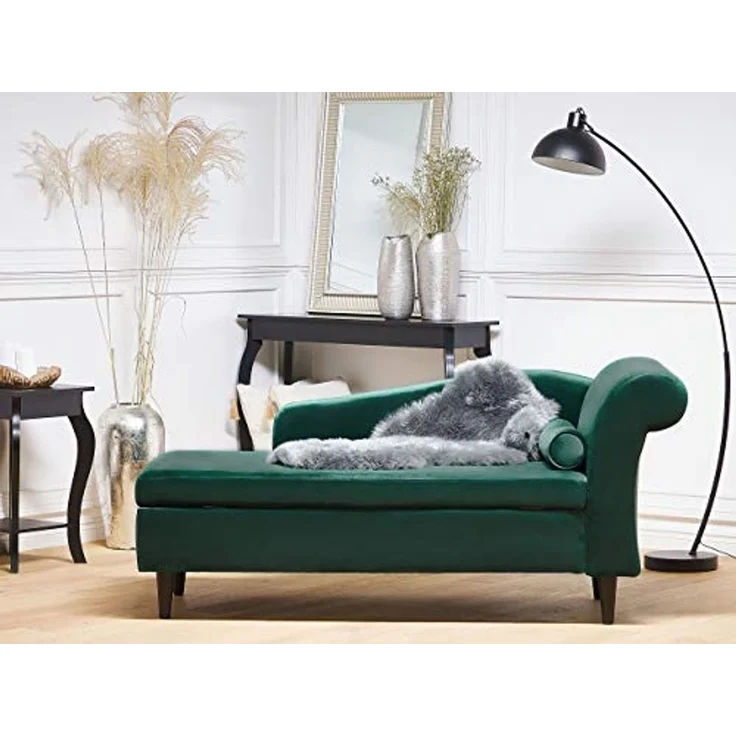 Chaiselongue Samtstoff smaragdgrün rechtsseitig LUIRO – Bild 2