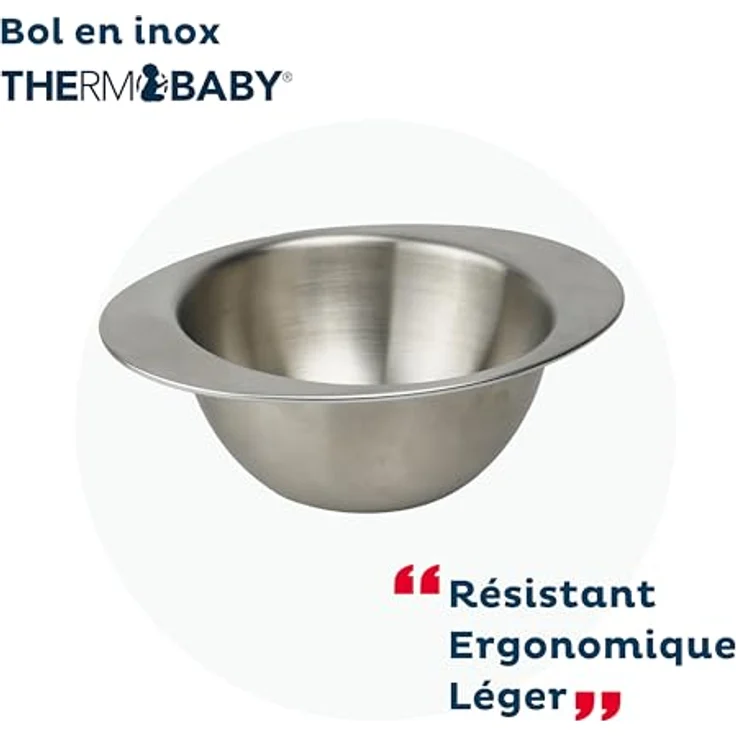 THERMOBABY Schüssel aus Edelstahl für Kinder – leicht, ergonomisch – ideal für die Autonomie – leicht zu reinigen – robust und langlebig – 100% Edelstahl – praktisch für Babymahlzeiten – – Bild 2